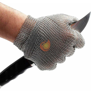 Gants <span class=keywords><strong>de</strong></span> protection anti-coupure en <span class=keywords><strong>maille</strong></span> <span class=keywords><strong>de</strong></span> chaîne en acier inoxydable pour boucher, gants <span class=keywords><strong>de</strong></span> travail résistants aux coupures - Product Image 4