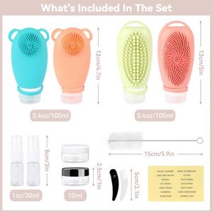 Approved Refillable Soft Silicone Squeeze 100ml Leak Proof Reusable Travel Bottles with Pocket for Lotion and Toiletries - Product Image 2