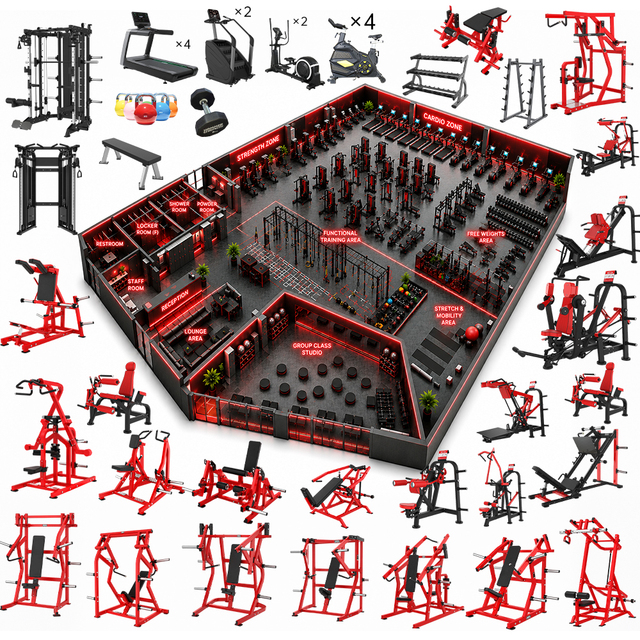 300-500sqm Hardcore Commercial Gyms Complete Strength Training Machines Package Old School Style Fitness Equipment