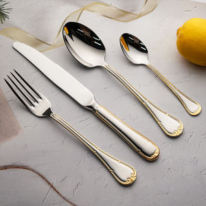 Набор домашней посуды высокого класса, 4 шт., 304 из нержавеющей стали, позолоченный винтажный набор тяжелых столовых приборов для торжественных мероприятий, роскошная свадьба - Product Image 2