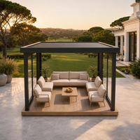 Gazebo motorisé en aluminium sur mesure avec panneaux latéraux en verre pour restaurant commercial, bar, projet extérieur