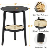 Table de chevet, table d'appoint ronde pour chambre à coucher, ensemble de 2 tables avec rangement pour salon, chambre à coucher