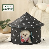 Rumah Kucing Liar Luar Ruangan Tahan Air Anti Dingin Kandang Kucing/Anjing Kain Oxford Dapat Dilepas Dicuci Gaya Cottage Motif Jejak Kaki Hewan Peliharaan