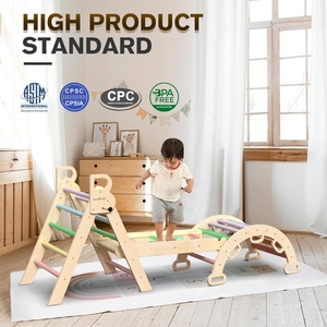 Set de Triángulos <span class=keywords><strong>Pikler</strong></span> 7 en 1, Juguetes de Escalada Plegables y Suaves para Bebés, Arco Montessori de Madera, Rampa, Escalera, Escalador - Product Image 5
