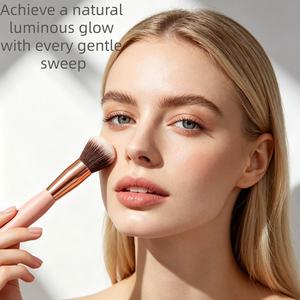 Ensemble de 8 pinceaux de maquillage Kabuki Highlighter, manche en bois de luxe, poils synthétiques doux et écologiques, pinceaux cosmétiques pour le visage - Product Image 2