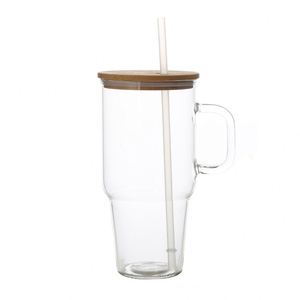 Vaso de Vidrio para Auto de 40 oz con Asa y Pajita Desmontable para Beber Fácilmente Mientras Conduces - Product Image 1