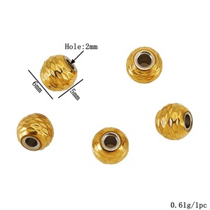Fish Scale Round Beads Large Hole | 18K PVD Gold Plated Stainless Steel Textured <b>Spacer</b> for DIY Bracelet Necklace Jewelry - Product Image 3
