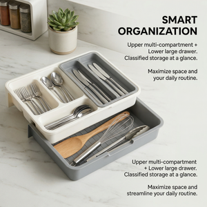 Cutlery <strong>Drawer</strong> <strong>Organiser</strong> Cutlery Plastic Storage Tray Expandable Adjustable Size Tidy <strong>Drawer</strong> Utensil Organizer for <strong>Kitchen</strong> - Product Image 4