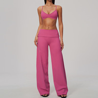 Ensemble de fitness - Vêtements de sport décontractés à col en V, coupe ajustée, respirants, séchage rapide, taille haute, pour activités de plein air et course à pied - 3