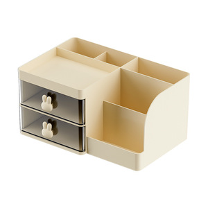Cream Colored Desk Organizer With Drawers And Partitions For Office Stationery Storage Rectangle Standing Type - Product Image 5