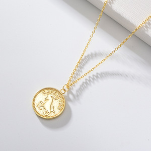 Colgante de Plata de Ley 925 con signo del zodiaco <span class=keywords><strong>Capricornio</strong></span> <span class=keywords><strong>12</strong></span>, colgante con constelaciones chapadas en oro, para mujeres - Product Image 2