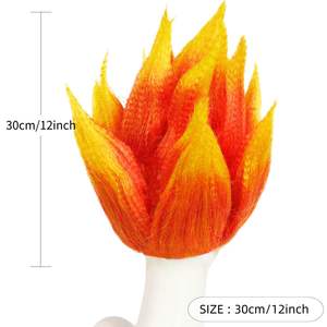 Anxin disfraz Cosplay Halloween naranja y amarillo <span class=keywords><strong>Troll</strong></span> llama fuego Goku Cosplay peluca - Product Image 4