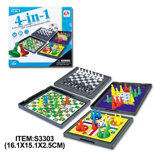 4 In 1 Mini Magnetic Chess &Checker Board Game For Adults And Kids