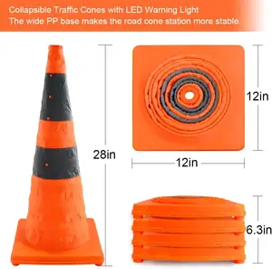 28 polegadas dobrável Cone Traffic com alta cinta reflexiva Multi-Function dobrável Traffic Safety Cone