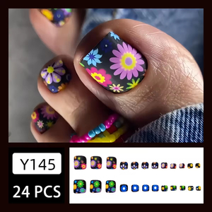 <span class=keywords><strong>Uñas</strong></span> Postizas Personalizadas al por Mayor, 24 Piezas, Cuadradas, Coloridas, con Diseño de Flores, Hechas a Máquina, <span class=keywords><strong>para</strong></span> Pedicura, Diseño de Salón de <span class=keywords><strong>Uñas</strong></span> - Product Image 5