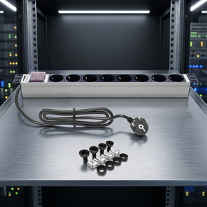 PDU แบบ 1U 8 ช่องเสียบปลั๊กเยอรมัน Schuko พร้อมสวิตช์เปิด/ปิดแบบ Double Break ตัวเรือนอะลูมิเนียม ติดตั้งแนวนอนในแร็ค ปลั๊กแบบ F-Type (DIN49441) 16A 250V AC รับประกัน 2 ปี - Product Image 3