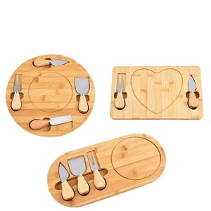 Bamboo <b>Cheese</b> <b>Knife</b> <b>Set</b> With Cutting Board Creative Platter For Home Use Solid Wood Tray Minimalist Style - Product Image 1