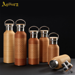 Botella de agua de aislamiento portátil de acero inoxidable, tejido de bambú, 304 - Product Image 4