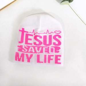 Bonnes affaires : Bonnets d'hiver unisexes tendance, tricotés jacquard avec motif Jésus, logo personnalisé, respirants, imperméables, pour le voyage, 100% - Product Image 2