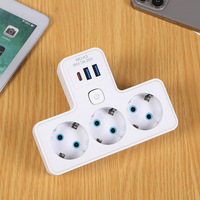 Adaptor Daya Gaya Eropa Pengisian Daya USB dengan Sakelar On/Off Individual Arus Terukur 13A Cocok untuk Rumah Kantor Perjalanan