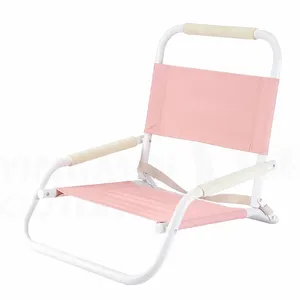 高背折叠沙滩椅便携式轻便野营草坪椅，带硬扶手