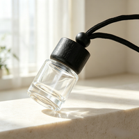 Diffuseur de parfum rond en verre vide de 8 ml avec bouchon en bois pour voiture, flacon suspendu pour désodorisant