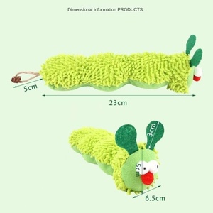 Jouet pour chat en forme de chenille mignonne avec herbe à chat et couineur, résistant aux griffures et aux morsures, pour le divertissement des animaux de compagnie - Product Image 5
