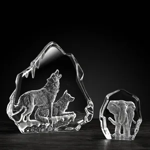 Shining 3D laser khắc sói pha lê điêu khắc Iceberg pha lê Iceberg cho món quà lưu niệm