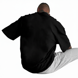 Camicia da uomo vintage a maniche corte con motivo a fiocchi, in <span class=keywords><strong>spandex</strong></span>/cotone da 220 grammi, vestibilità ampia, ecologica, antipiega, lunga - Product Image 1