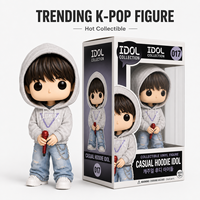 Figurine d'idole Kpop personnalisée, sweat à capuche décontracté, figurine vinyle de collection avec microphone, coffret cadeau pour fans, présentoir de vente au détail, marchandises en gros