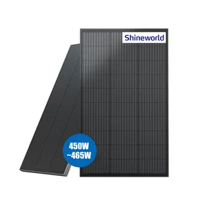 Shineworld Solar Full Black 450w Mono Solar power Panels for solar energy system 455w 460watt bifacial solar power plate