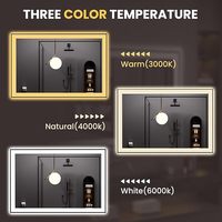 Miroir de salle de bain 48 "X32" LED avec cadre noir, anti-buée, réglable, miroir de vanité de salle de bain éclairé pour mur, fonction mémoire