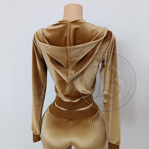 <span class=keywords><strong>Ensemble</strong></span> de survêtement décontracté en <span class=keywords><strong>velours</strong></span> pour femmes grandes tailles, veste courte en <span class=keywords><strong>velours</strong></span>, <span class=keywords><strong>ensemble</strong></span> 2 pièces - Product Image 4