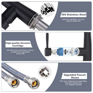 <span class=keywords><strong>Grifo</strong></span> de <span class=keywords><strong>Cocina</strong></span> Moderno Estilo Farmhouse con Dispensador de Jabón, Monomando, 3 Modos de Salida de Agua, Acero Inoxidable SUS304 - Product Image 5