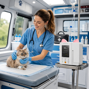 Bomba intravenosa veterinaria portátil con teclado táctil de doble control para animales pequeños, soporte ajustable para conjunto KVO Multi IV - Product Image 4