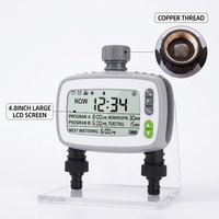 Pengatur Waktu Penyiraman Aqualin 2 Arah dengan Layar LCD Besar 4.8 inci, Pengontrol Irigasi Digital dengan Ulir Tembaga, Dioperasikan dengan Baterai