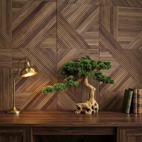 Revêtement mural en bois massif naturel, facile à installer, moderne, imperméable, ignifuge, motif damassé, 3D géométrique, salon, chambre à coucher