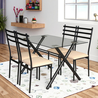 Table à manger convertible en verre avec 4 chaises pour la maison ou l'hôtel pour une utilisation en appartement