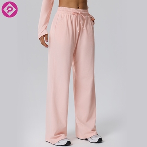 <span class=keywords><strong>Pantalon</strong></span> de yoga respirant à jambe droite en tissu gaufré à séchage rapide, couleur unie, avec cordon de serrage, personnalisable avec logo <span class=keywords><strong>pour</strong></span> femme - Product Image 4