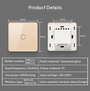 DUOMEI 1/2/3/4連スマートライトスイッチ Zigbee ワイヤレス Wifi タッチガラスパネル UK EU Tuya対応 Alexa Bluetooth対応 ウォールスイッチ - Product Image 6
