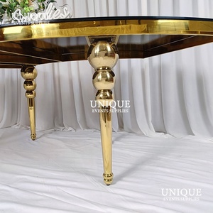 Vàng Hiện Đại Thép Không Gỉ Gương Thủy Tinh Hình Chữ S Bàn Ăn Nửa Trăng Serpentine Thiết Kế Cho Đám Cưới Bên Ngoài Trời Khách Sạn - Product Image 6