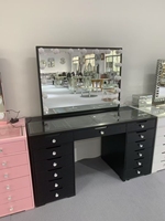 Table de Maquillage Moderne en Bois avec Miroir LED, Tiroirs de Rangement, Convertible et Durable – Vente en Gros