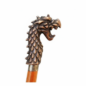 Designer en laiton antique nautique fait à la main poignée de Dragon bâton de marche en bois décoration de bâton de marche en laiton Vintage 36 pouces - Product Image 1