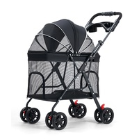 Poussette pliable multifonctionnelle à 4 roues pour chiens de taille moyenne/grande, idéale pour les voyages en plein air