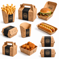 Set di Scatole di Carta per Fast Food Serie Hot Dog, Confezioni Usa e Getta per Patatine Fritte, Ali di Pollo e Hamburger