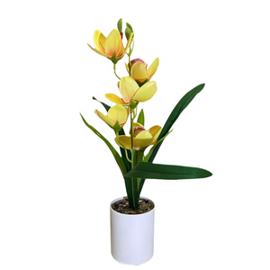 Orchidée Cymbidium Artificielle Paulon 37cm de Haut Blanc Rose Jaune Rouge Plante Décorative en Pot pour Mariage et Décoration Intérieure - Product Image 5