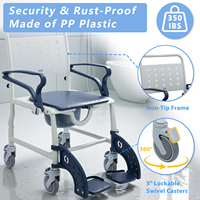 SUNCARE Chaise de douche 4 en 1 brevetée en plastique avec dossier, siège en PU, chaise de toilette portable, siège de toilette surélevé pour personnes âgées