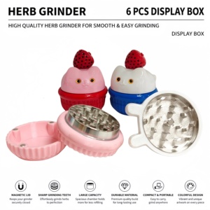 <b>Herb</b> <b>Grinder</b> Strawberry Shape Plastic Magnetic Lid Sharp Teeth Large Capacity Compact Portable Colorful Design - Product Image 1