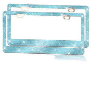 Wholesale 2 Holes Glitter Crystal Tag <b>Frame</b> Bling Rhinestone License Plate <b>Frames</b> - Product Image 1