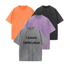 เสื้อยืดคอกลมแขนสั้นทรงโอเวอร์ไซส์ผ้าคอตตอน 100% สำหรับผู้ชาย สไตล์วินเทจฟอกสีแบบย้อนยุค - Product Image 1